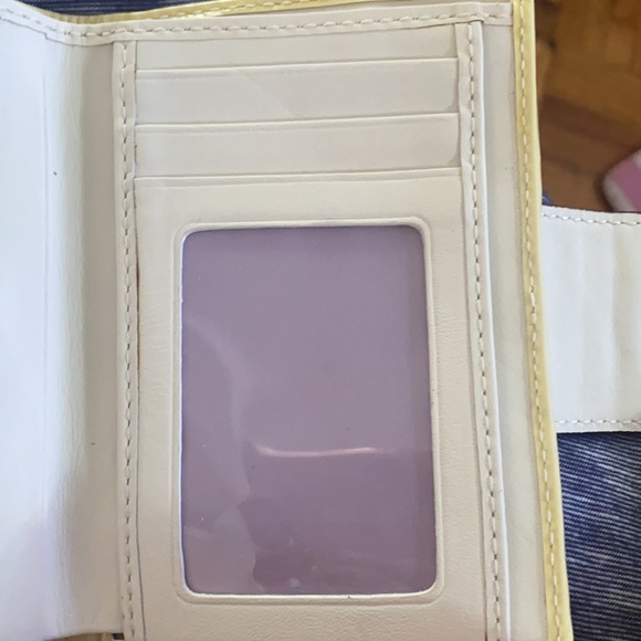 Coach yellow flap wallet w/ stains - Picture 7 of 11